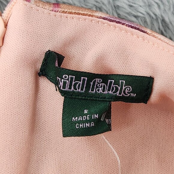 Wild Fable Slip Dress Womens S Floral Pink Short Sleeveless Square Neck Straps - Picture 3 of 16